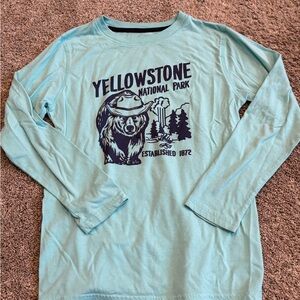 Kids Yellowstone National Park Teal Long Sleeve Shirt
